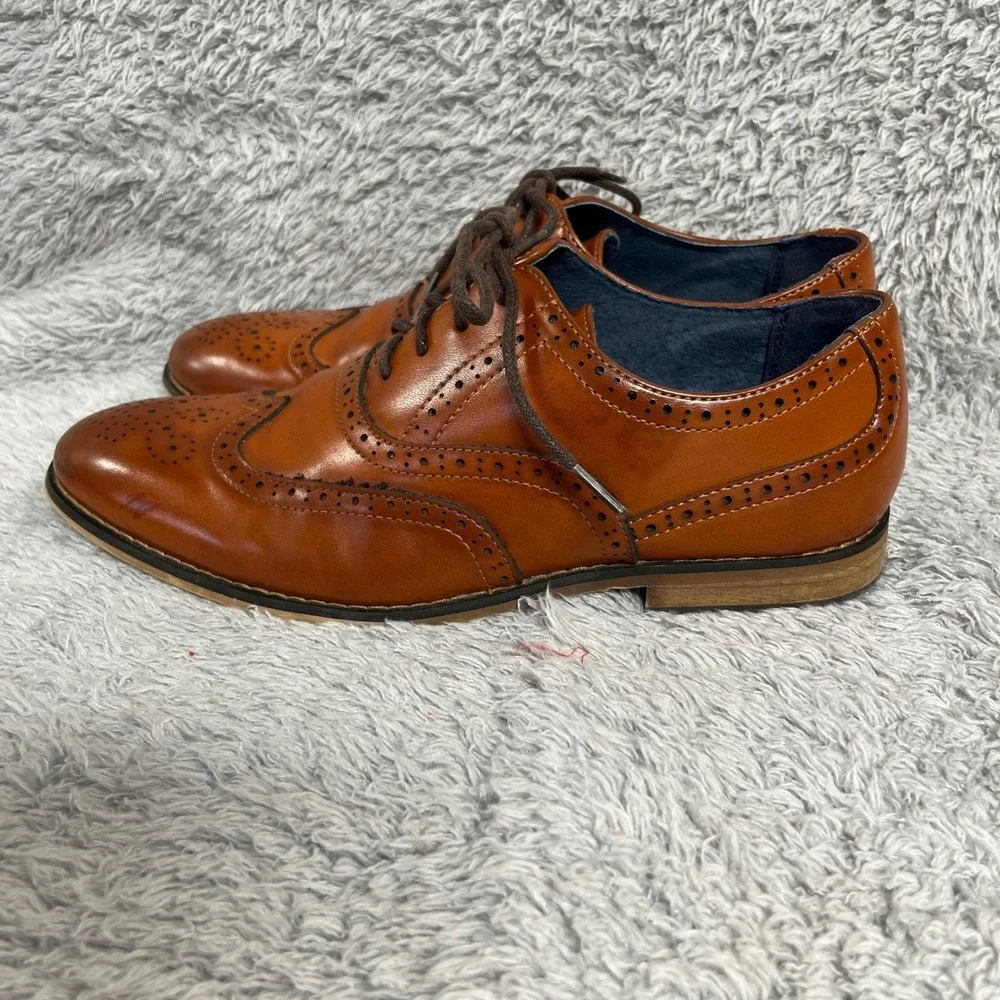 Bruno Marc Wingtip Brogue Oxford Mens 5 Brown Synthetic Leather‎ Dress Shoes